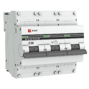 Выключатель автоматический EKF mcb47100-3-50C-pro 3P 50А (C) 10kA ВА 47-100 EKF PROxima