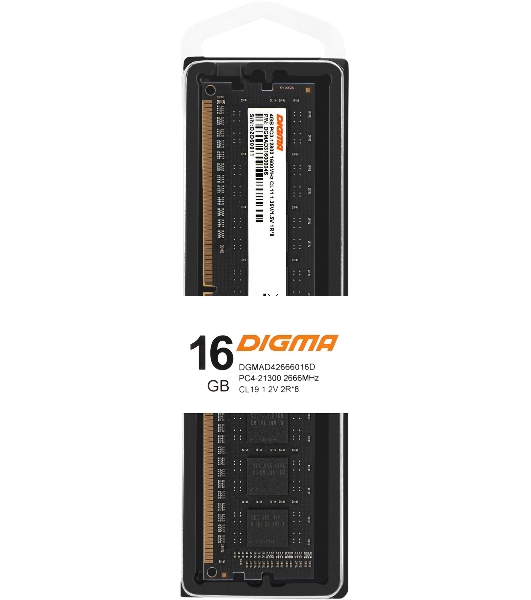 Оперативная память Digma, DDR4, 16GB (1x16GB), 2666MHz, CL19, DIMM