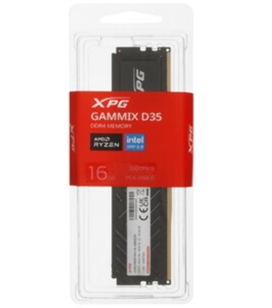 Оперативная память XPG Gaммix D35, DDR4, 16GB (1x16GB), 3200MHz, CL16, DIMM, с радиатором, черный