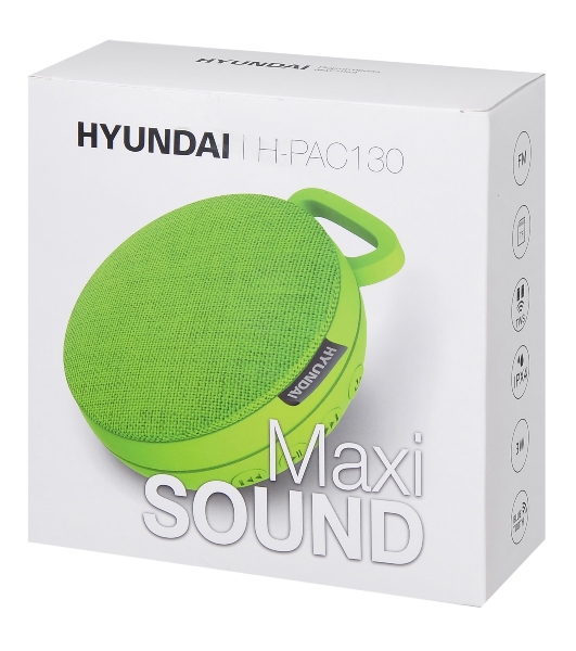 Колонка портативная Hyundai H-PAC130 светло-зеленый 3W 1.0 BT/3.5Jack/USB 10м 300mAh