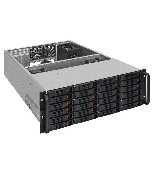 Серверный корпус ExeGate EX293581RUS Pro 4U660-HS24 (RM 19', высота 4U, глубина 660, БП 1000ADS, 24xHotSwap, USB)