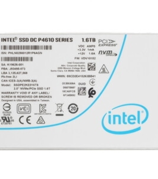 Накопитель SSD Intel DC P4610, 1.6Tb, U.2, PCIe 3.0 x4, NVMe, 2.5', R/W 3200/2080