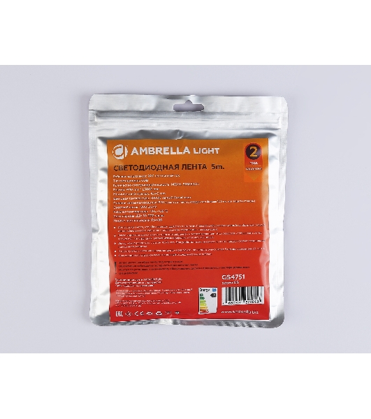Светодиодная лента Ambrella light GS4751 COB 528Led/14W m/ 24V IP20 3000K/ 5m*10mm*2mm (2 конт.)