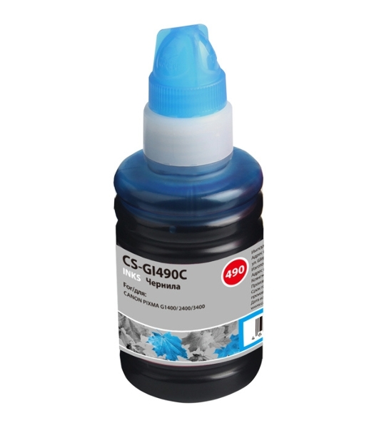 Чернила Cactus CS-GI490C голубой 100мл для Canon PIXMA G1400, G2400, G3400