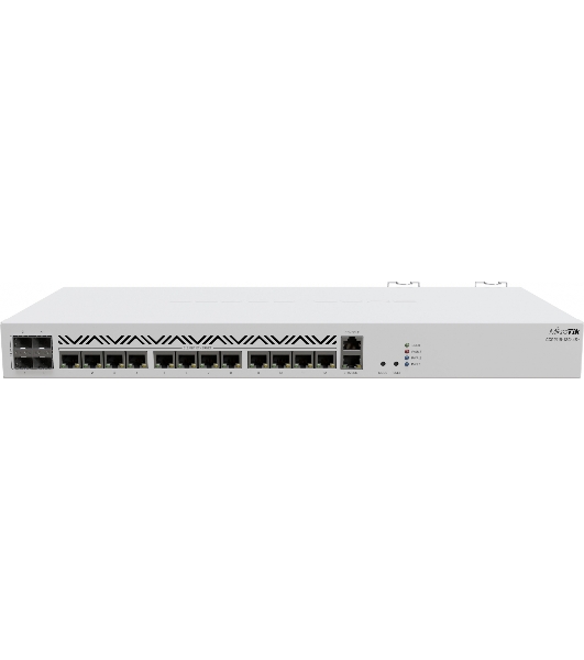 Маршрутизатор Mikrotik CCR2116-12G-4S+ Cloud Core Router 2116-12G-4S+ with Amazon Annapurna Labs Alpine v3 AL73400 CPU (16-cores, 2GHz per core), 16Gb RAM, 4xSFP+ cage, 13xGbit LAN, M.2 PCIe slot, RouterOS L6, 1U rackmount case, Dual PSU