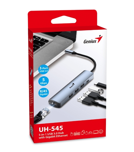 USB-концентратор Genius UH-545, USB Type-C, USB/RJ45, USB Type-C