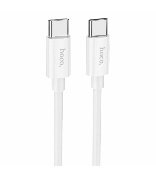 Кабель USB2.0 Hoco Type-C/Type-C, 3А, 60Вт, силиконовая оплетка, X87, 1м, белый, коробка