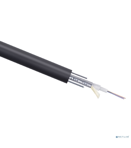 Кабель ВО Cabeus Loose tube, 4хОВ, OS2 9/125, PE, Ø 8,7мм, снаружи зданий, гофрированная стальная лента, черный, усиление- стальная проволока