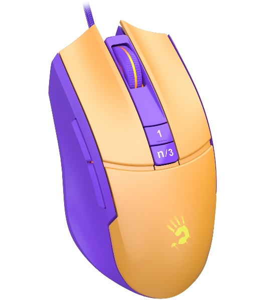 Мышь проводная A4Tech Bloody L65 Max желтый/фиолетовый, 12000 dpi, USB, кнопки - 7