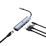 USB-концентратор Genius UH-545, USB Type-C, USB/RJ45, USB Type-C, фото 1