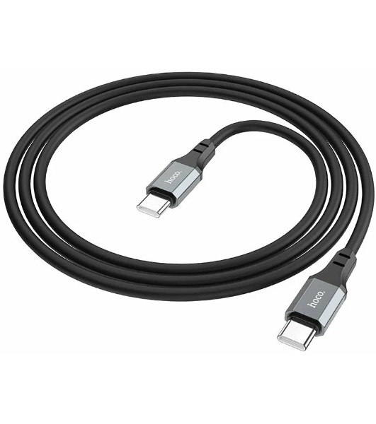 Кабель USB2.0 Hoco Type-C/Type-C, 3А, 60Вт, силиконовая оплетка, X86, 1м, черный, коробка