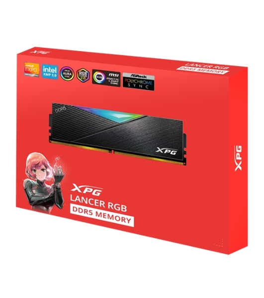 Оперативная память XPG Lancer, DDR5, 64GB (2x32GB), 6400MHz, CL32, DIMM, с радиаторами, RGB, черный