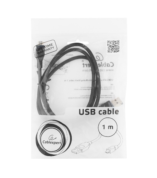 Кабель USB2.0 Pro Cablexpert CCP-mUSB2-AMBM-1M, AM/microBM 5P, 1м, экран, черный, пакет