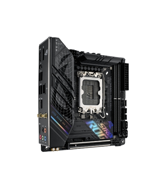 Материнская плата ASUS ROG STRIX B760-I GAMING WIFI, LGA 1700, Intel B760, 2xDDR5, 4xSATA, 2xM.2, 1xPCIe 5.0 x16, 1xHDMI, 1xDP, 1x 2.5Gb LAN, 3xUSB-A 2.0, 3xUSB-A 3.2 Gen 1, 1xUSB-C 3.2 Gen 1, 1xUSB-C 3.2 Gen 2x2, 5x3.5 мм, 7.1, Mini-ITX