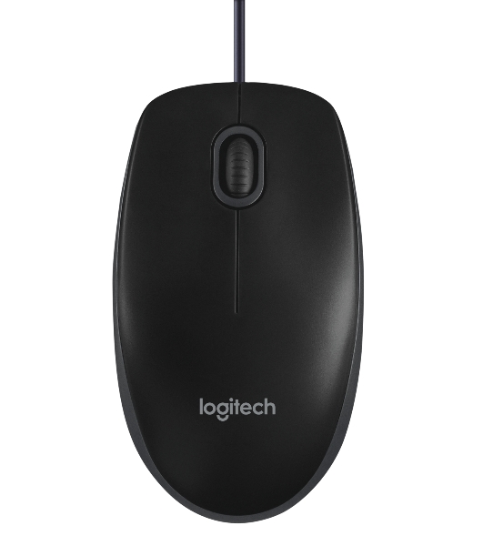 Мышь проводная Logitech B100 черный, 1000 dpi, USB, кнопки - 3