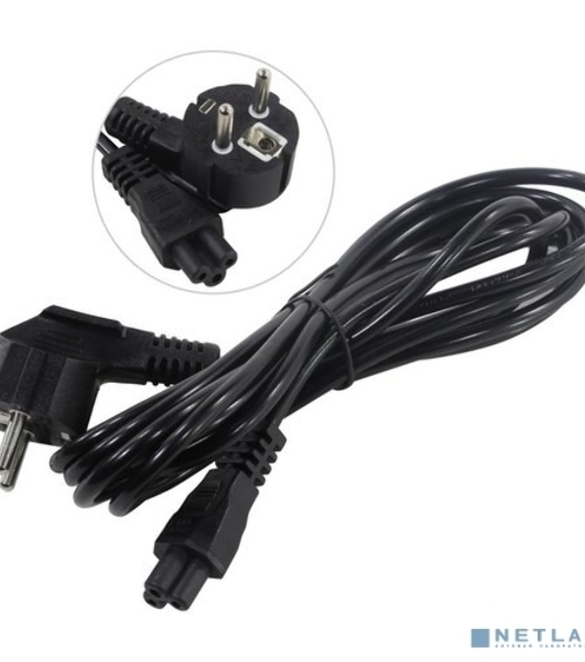 Кабель питания ноутбуков ExeGate Power PC5-3P (Евровилка Schuko->С5) VDE-250V-3*0.5-CU, 6A, 3м
