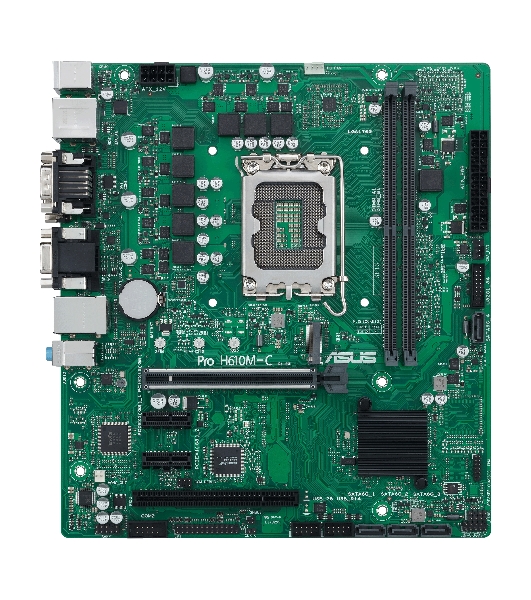 Материнская плата ASUS Pro H610M-C-CSM, LGA 1700, Intel H610, 2xDDR5, 4xSATA, 1xM.2, 1xPCIe 5.0 x16, 2xPCIe x1, 1xPCI, 1xHDMI, 1xDP, 1xDVI-D, 1xVGA, 1x 1Gb LAN, 2xUSB-A 3.2 Gen 2, 2xUSB-A 2.0, 3x3.5 мм, 7.1, mATX