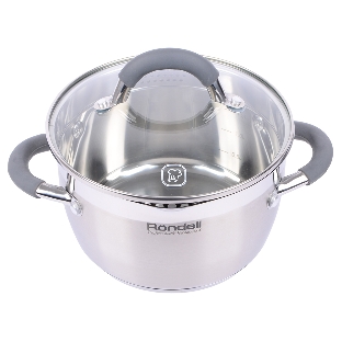 Кастрюля Rondell RDS-023 с\кр 18 см, (2,3л) Flamme (нерж.сталь 18/10,ручки из нерж.стали со вставкой силикон)
