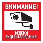 Наклейка информационный знак Rexant 'Внимание, ведется видеонаблюдение' 200x200 мм, фото 1