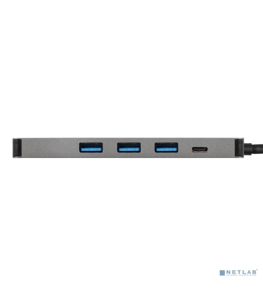 USB-концентратор ExeGate DUB-31C/PD/H (кабель-адаптер USB Type-C --> 3xUSB3.0 + PD 60W + HDMI 4K@30Hz, Plug&Play, серый)