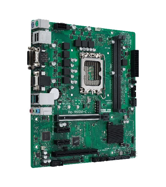 Материнская плата ASUS Pro H610M-C-CSM, LGA 1700, Intel H610, 2xDDR5, 4xSATA, 1xM.2, 1xPCIe 5.0 x16, 2xPCIe x1, 1xPCI, 1xHDMI, 1xDP, 1xDVI-D, 1xVGA, 1x 1Gb LAN, 2xUSB-A 3.2 Gen 2, 2xUSB-A 2.0, 3x3.5 мм, 7.1, mATX