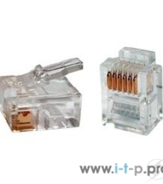 Вилка телефонная Cablexpert MP-6p6c, контакты 3m' (100 шт.) RJ-12