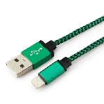 Кабель Gembird USB 2.0 Cablexpert AM/Lightning 8P, 1м, нейлоновая оплетка, алюминиевые разъемы, зеленый, пакет, фото 1