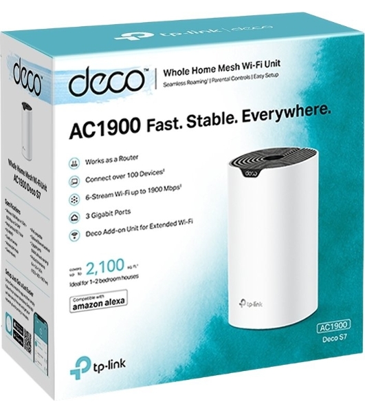 Бесшовный Mesh роутер TP-Link Deco S7 (DECO S7(1-PACK)) AC1900 10/100/1000BASE-TX белый