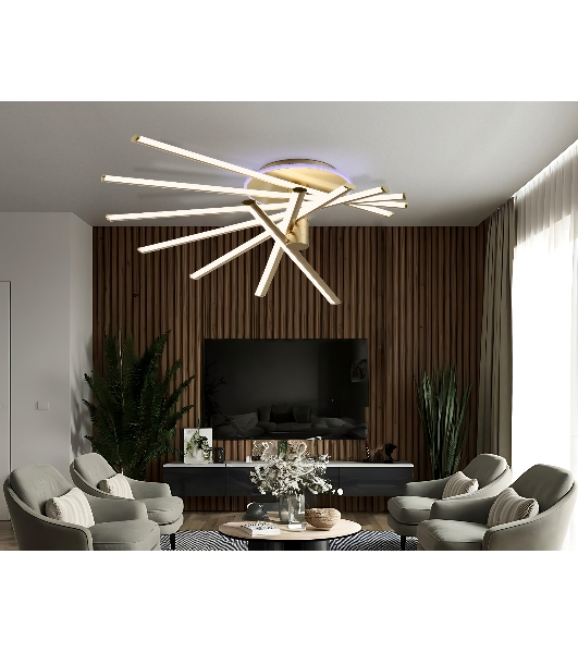 Потолочный светодиодный светильник Ambrella light FL6244 GD золото 125W 3000K-6400K+RGB 900*750*230 (ПДУ ИК)