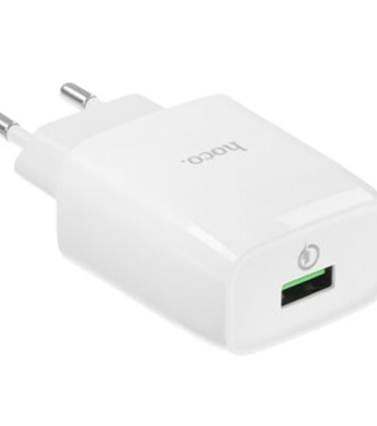 Зарядное устройство Hoco 18Вт, 3А, QC3.0, 1xUSB + кабель USB/Type-C, C72Q, белый, блистер