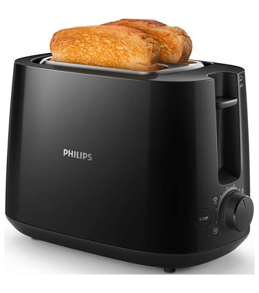 Тостер Philips HD2581/90 черный, 830 Вт, 2 слота