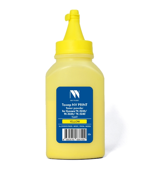 Тонер NVPrint для Kyocera TK-5220/TK-5230/TK-5240 Type2 (50г) Yellow совместимый