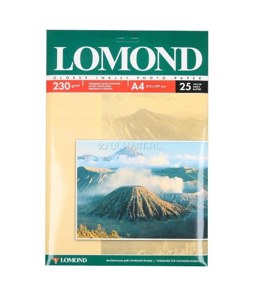 Фотобумага Lomond 0102049 A4/230г/м2/25л./белый глянцевое для струйной печати