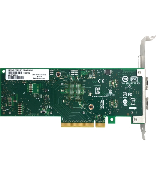 Сетевой Адаптер Intel Ethernet Converged Network Adapter X710-DA2, 10GbE/1GbE dual ports SFP+, open optics, PCI-E 3.0x8 (Low Profile and Full Height brackets included) bulk