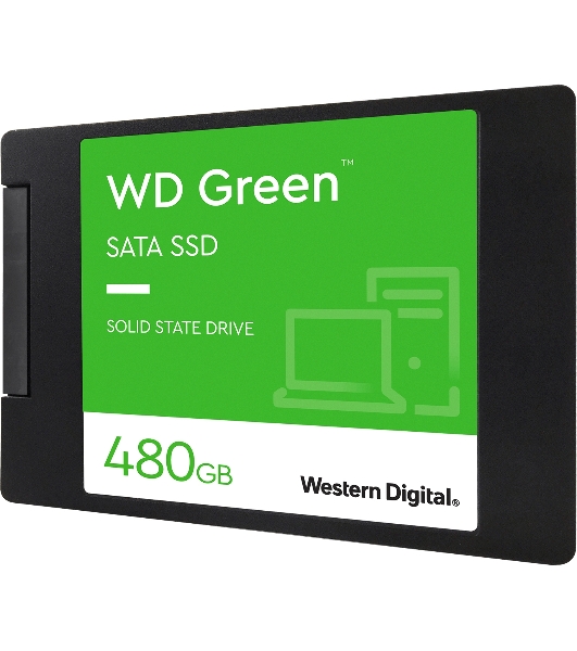 Накопитель SSD WD Green WDS480G3G0A, 480Gb, SATA III, 2.5', R/W 545/545