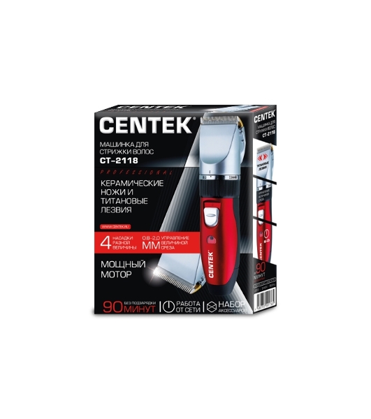 Машинка для стрижки Centek CT-2118 черный/красн