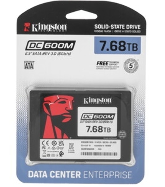 Накопитель SSD Kingston DC600M, 7680 Gb, SATA III, R/W 560/530 МБ/с