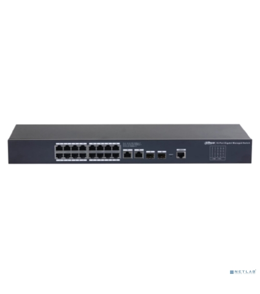 Коммутатор 20-портовый управляемый Dahua DH-SG4020, уровень L2, 18xRJ45 1Gb, 2xRJ45 1Gb uplink, коммутация 56 Гбит/с, MAC-таблица 8K, металл