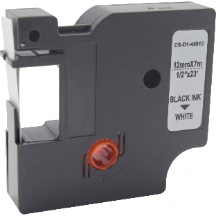 Картридж ленточный Cactus CS-D1-45013 12мм, черный шрифт, белый фон, 7м для DYMO LM 160, 210D, 280, PnP, 420P, 500 TS; Rhino Pro 6000, 5200, 4200
