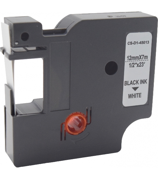Картридж ленточный Cactus CS-D1-45013 12мм, черный шрифт, белый фон, 7м для DYMO LM 160, 210D, 280, PnP, 420P, 500 TS; Rhino Pro 6000, 5200, 4200