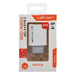 Сетевое зарядное устройство GOPOWER 1USB+1TYPE-C 20W QC3.0 00-00028401 WHITE, фото2