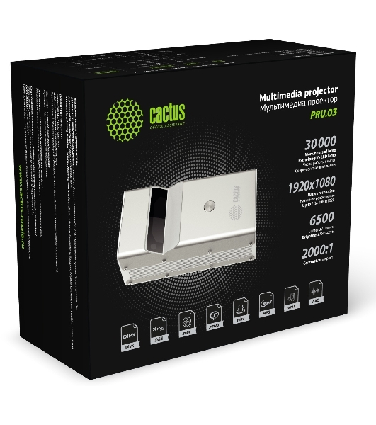 Проектор Cactus CS-PRU.03WT.WUXGA-A DLP 6500Lm (1920x1080) 2000:1 ресурс лампы:30000часов 1xUSB typeA 1xHDMI 1.5кг