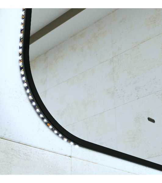 Зеркало Bau Black Rand 60х80, с LED фоновой подсветкой, бесконтактным сенсором, черной окантовкой