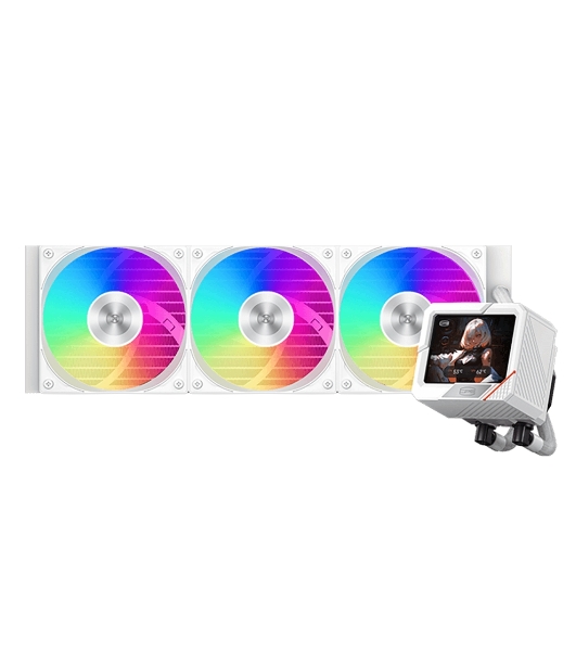 Система охлаждения PCCooler GT360 ARGb Display WH (310W, 360мм, LED temp., белый, ARGb/Fans: 3x120мм, 99CFM, 41.5dBA, 3000RPM/Pump 15dBA, 2600RPM, Rad thickness 27мм/S: 1851, 1700, 1200, 115X, AM5, AM4)
