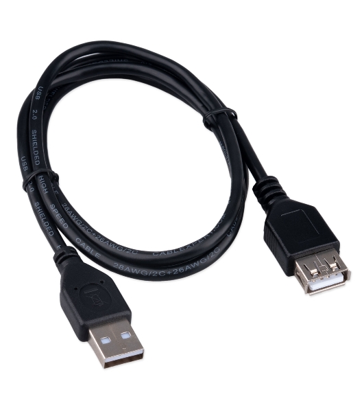 Кабель-удлинитель USB2.0 Cablexpert CCP-USB2-AMAF-1M, AM/AF, медь, двойн.экран, Pro, 1м, черный, пакет