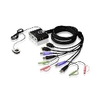 Переключатель KVM ATEN (CS692-AT) KVM+Audio, 1 user USB+HDMI => 2 cpu USB+HDMI, со встр.шнурами USB+Audio 2x1.2м., 1920x1200, настол., исп.стандарт., фото 1