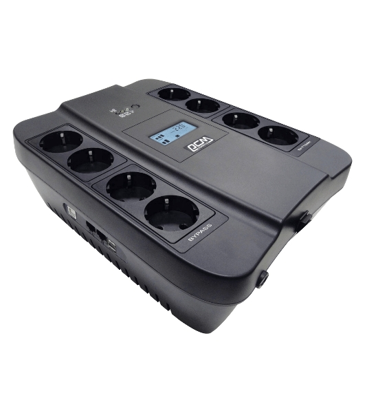 Источник бесперебойного питания Powercom Back-UPS SPIDER, Line-Interactive, LCD, AVR, 1100VA/605W, Schuko, USB, черный (1452054)