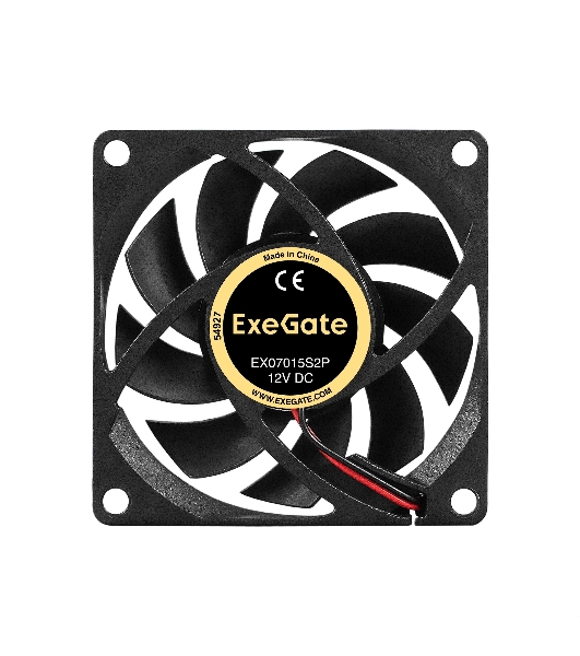 Вентилятор 12В DC ExeGate EX07015S2P (70x70x15 мм, Sleeve bearing (подшипник скольжения), 2pin, 2500RPM, 23dBA)