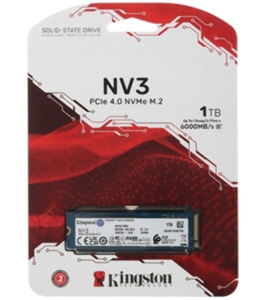 Накопитель SSD Kingston NV3, 1Tb, M.2 2280, NVMe, PCIe 4.0, R/W 6000/4000
