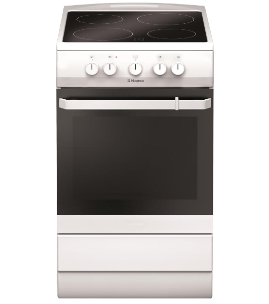 Плита электрическая Hansa FCCW54000 белый, конфорок 4 шт, духовка 68 л, 50 см x 85 см x 60 см